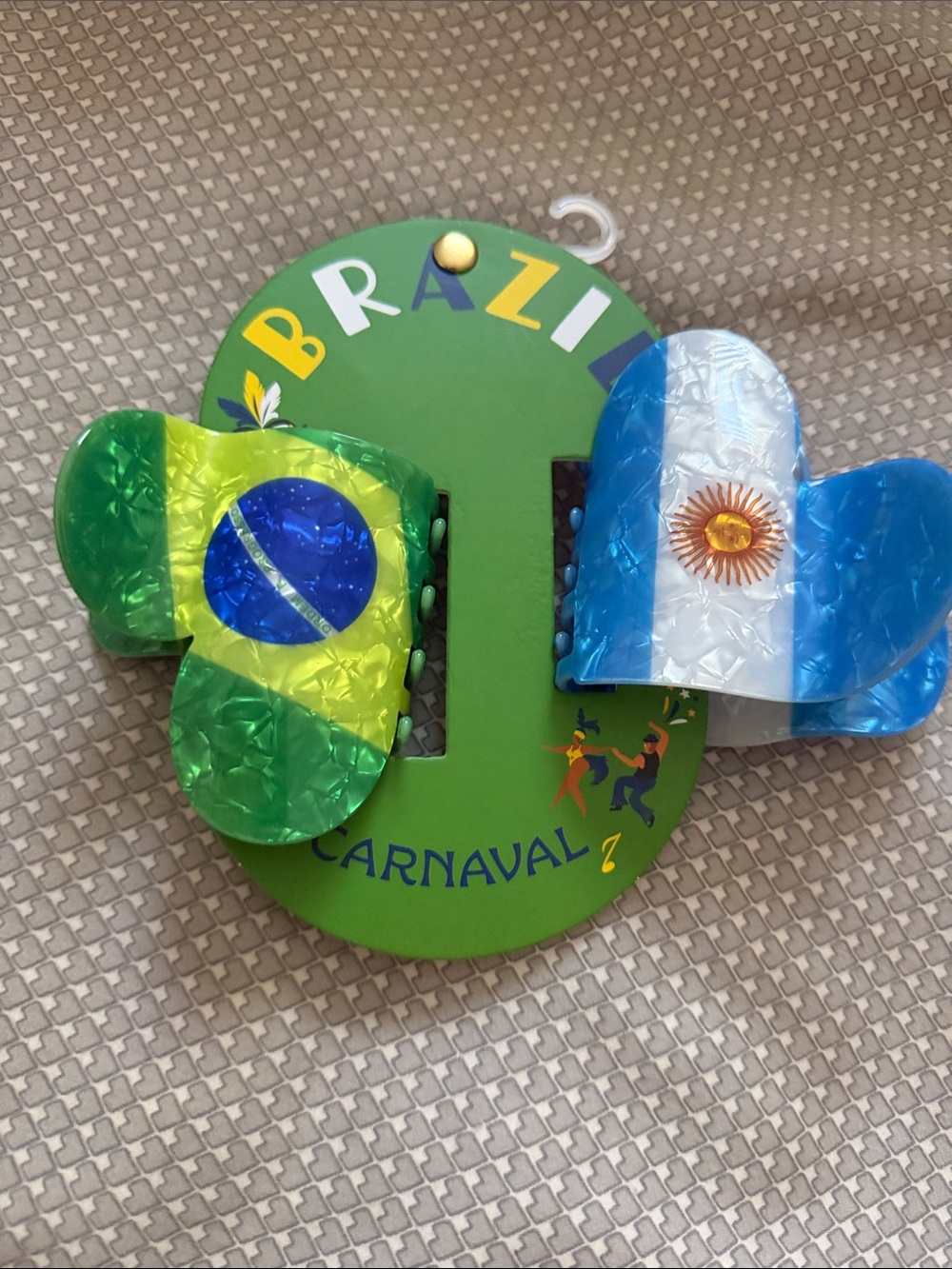 Carnaval Kids Flag Hair Clips - Green & Blue